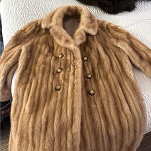 Elegant Real Mink Vintage Tan Fur Coat